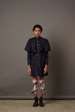 QUOD LEG WARMERS IN ORGANIC WOOL WITH HANDWOVEN BANARASI BROCADE BELTS IN OFF WHITE