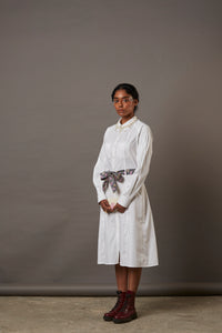 TWO POCKET SHIRT DRESS WITH BANARASI BROCADE BELT