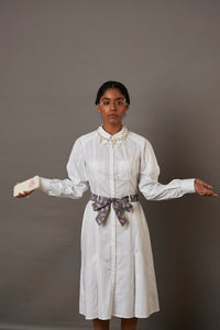 TWO POCKET SHIRT DRESS WITH BANARASI BROCADE BELT
