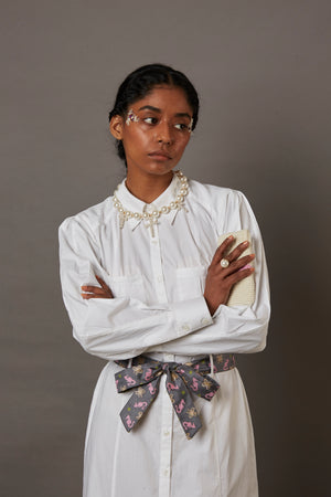 TWO POCKET SHIRT DRESS WITH BANARASI BROCADE BELT