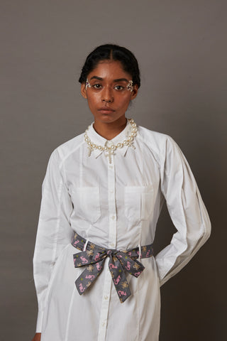 TWO POCKET SHIRT DRESS WITH BANARASI BROCADE BELT