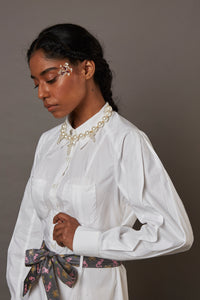 TWO POCKET SHIRT DRESS WITH BANARASI BROCADE BELT
