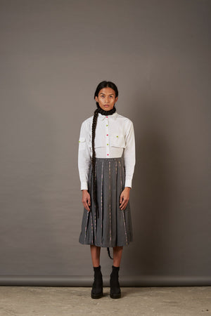 WRAP SKIRT WITH HANDWOVEN BANARASI BROCADE HIGHLIGHTS IN GREY