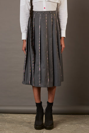 WRAP SKIRT WITH HANDWOVEN BANARASI BROCADE HIGHLIGHTS IN GREY