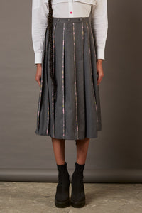WRAP SKIRT WITH HANDWOVEN BANARASI BROCADE HIGHLIGHTS IN GREY