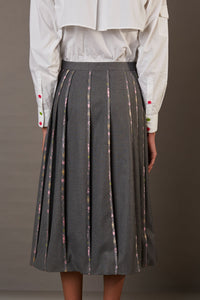 WRAP SKIRT WITH HANDWOVEN BANARASI BROCADE HIGHLIGHTS IN GREY
