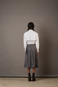 WRAP SKIRT WITH HANDWOVEN BANARASI BROCADE HIGHLIGHTS IN GREY