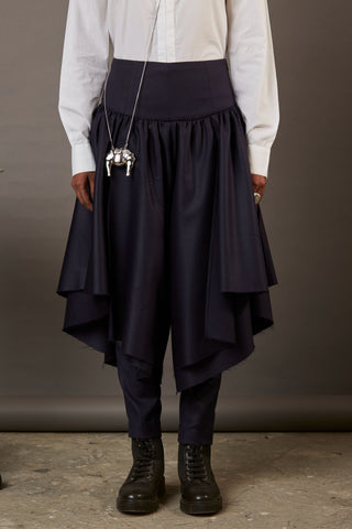 ASYMMETRICAL SKIRT-PANTS IN NAVY