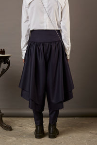 ASYMMETRICAL SKIRT-PANTS IN NAVY