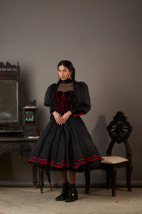 MIDNIGHT DRESS IN SILK AND TULLE WITH SILK BLOUSE