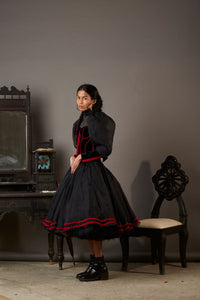 MIDNIGHT DRESS IN SILK AND TULLE WITH SILK BLOUSE