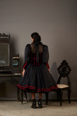 MIDNIGHT DRESS IN SILK AND TULLE WITH SILK BLOUSE