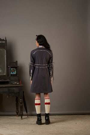 POPLIN SHIRT DRESS WITH BANARASI BROCADE HIGHLIGHTS