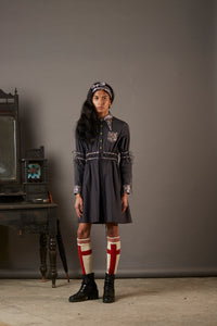 POPLIN SHIRT DRESS WITH BANARASI BROCADE HIGHLIGHTS
