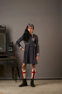 POPLIN SHIRT DRESS WITH BANARASI BROCADE HIGHLIGHTS