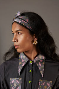 POPLIN SHIRT DRESS WITH BANARASI BROCADE HIGHLIGHTS