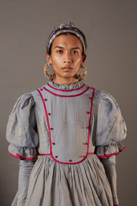 ÉLISE SILK CHANDERI DRESS WITH CONTRAST DETAILS