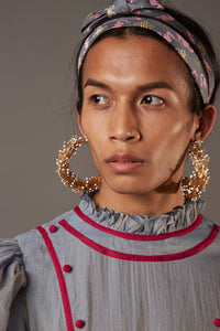 ÉLISE SILK CHANDERI DRESS WITH CONTRAST DETAILS