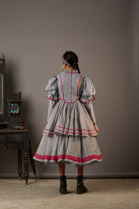 ÉLISE SILK CHANDERI DRESS WITH CONTRAST DETAILS