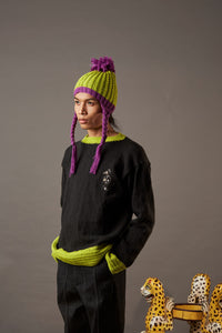 QUOD HAND EMBROIDERED SEAHORSE SWEATER IN ORGANIC WOOL IN BLACK