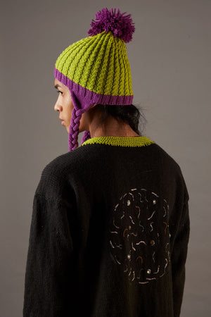 QUOD HAND EMBROIDERED SEAHORSE SWEATER IN ORGANIC WOOL IN BLACK