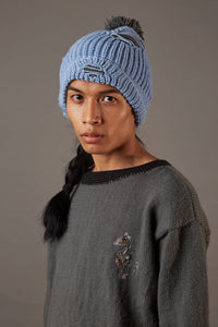 QUOD HAND EMBROIDERED SEAHORSE SWEATER IN ORGANIC WOOL IN CHARCOAL