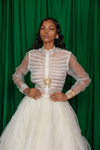 VEINS SKIRT IN IVORY