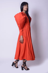 WOLF WING SHIRT DRESS BRICK