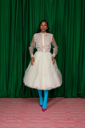 VEINS SKIRT IN IVORY