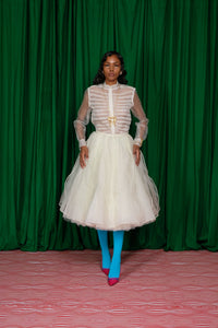 VEINS SKIRT IN IVORY