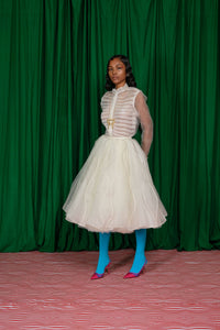 VEINS SKIRT IN IVORY