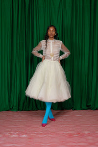VEINS SKIRT IN IVORY