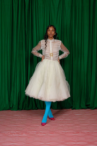 VEINS SKIRT IN IVORY