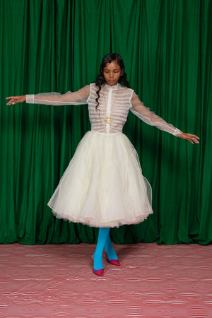VEINS SKIRT IN IVORY