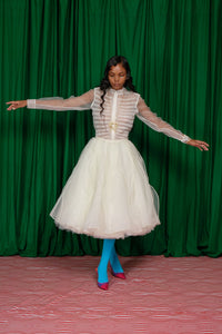 VEINS SKIRT IN IVORY