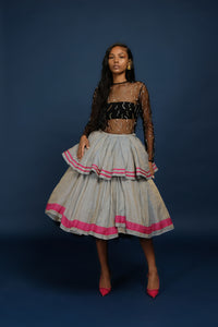 CHANDERI VALLEY SKIRT IN IRIDESCENT BLUE