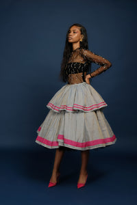 CHANDERI VALLEY SKIRT IN IRIDESCENT BLUE