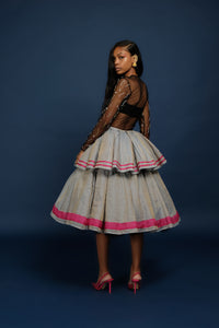 CHANDERI VALLEY SKIRT IN IRIDESCENT BLUE