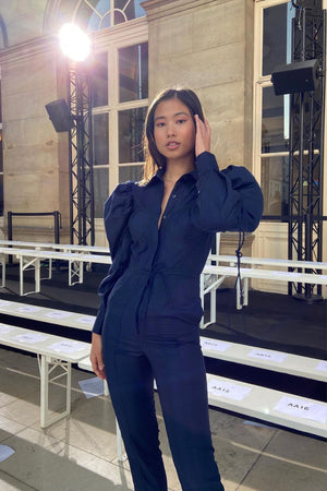 EVELYN FT. QUOD SUITING JUMP SUIT IN NAVY