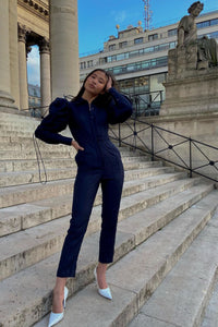 EVELYN FT. QUOD SUITING JUMP SUIT IN NAVY