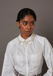 QUOD Triple Cross Fresh Water Pearl Necklace