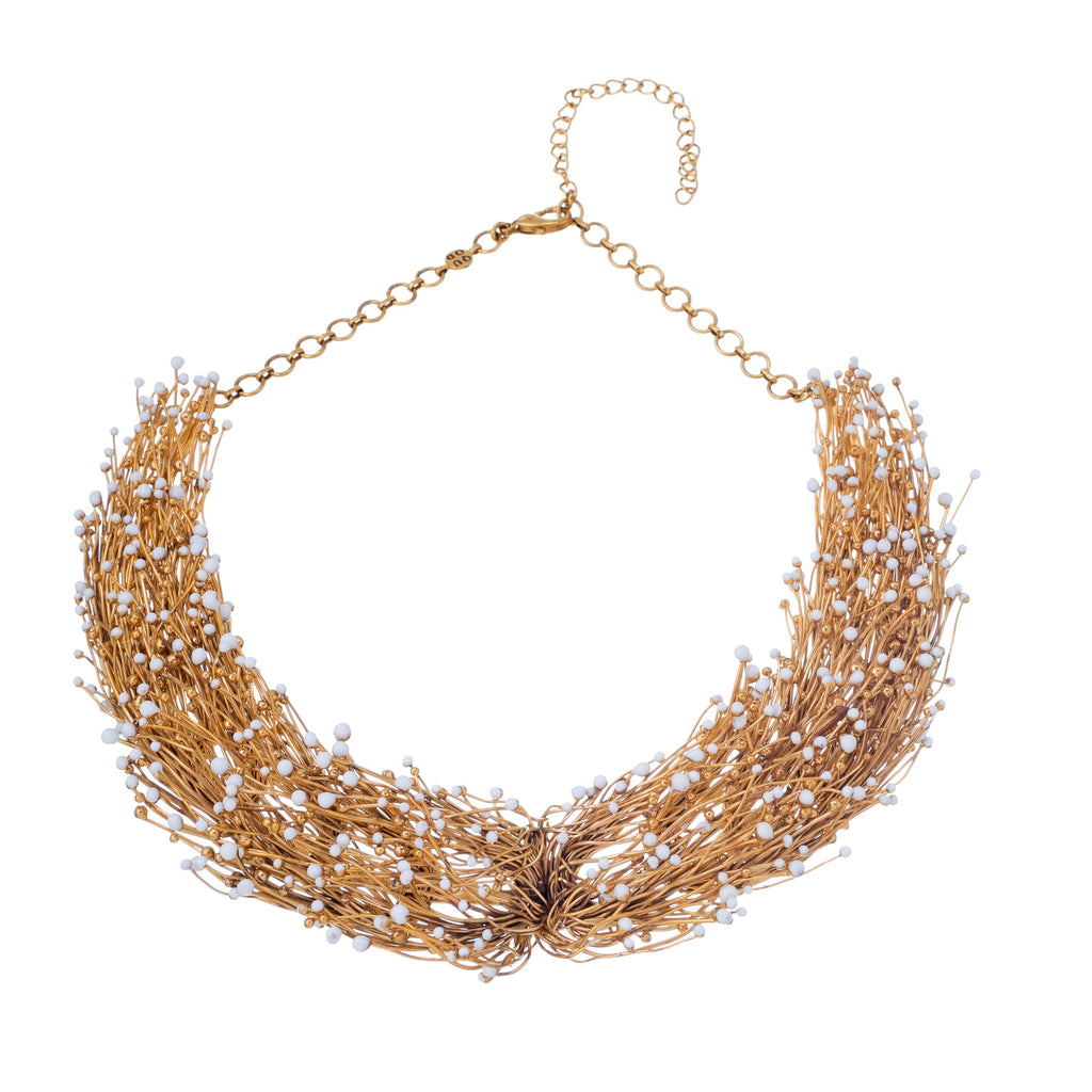 QUOD Handcrafted Wreath Necklace with 22 Carat Gold Plating