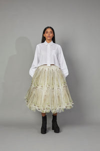 QUOD LABEL PRINT SKIRT Ft. Thalia Castro-Vega