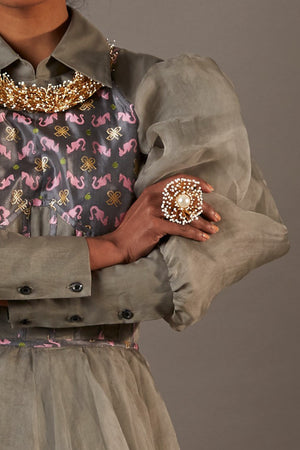 QUOD Handcrafted Bloom Ring with 22 Carat Gold Plating