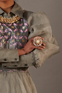 QUOD Handcrafted Bloom Ring with 22 Carat Gold Plating