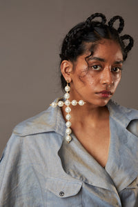 QUOD Double Cross Fresh Water Pearl Earrings