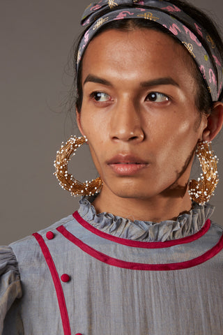 QUOD Handcrafted Wreath Half Hoops with 22 Carat Gold Plating