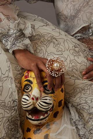 QUOD Handcrafted Bloom Ring with 22 Carat Gold Plating