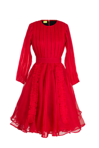 SKYE STRACKE BOTTLEBRUSH ORGANZA DRESS RED